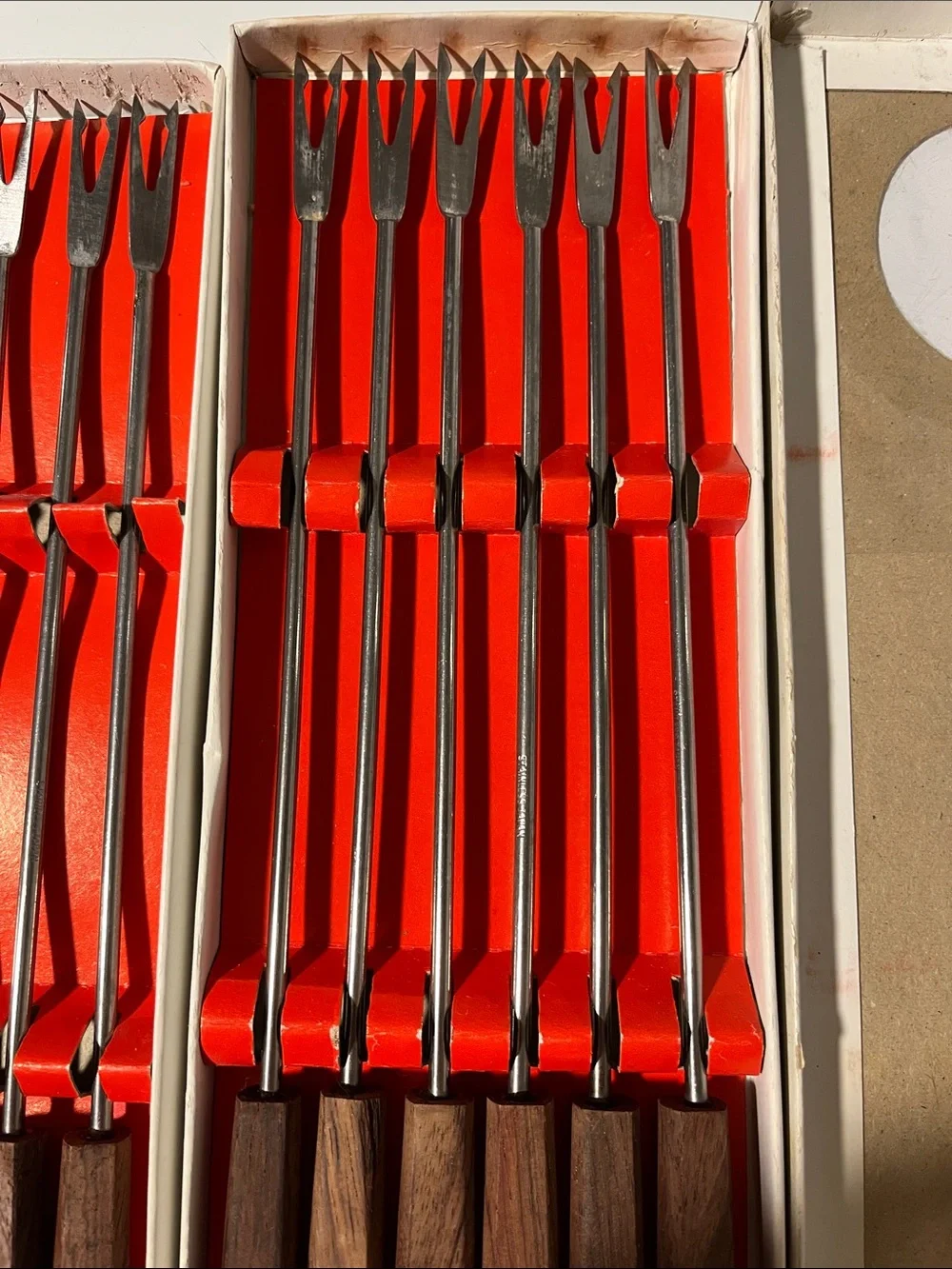Vintage Fondue Fork Set with Rosewood Handles - 12 Piece 2 boxes